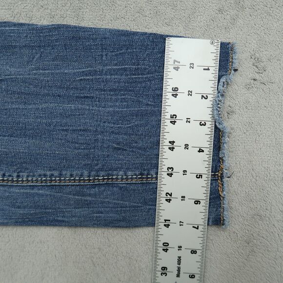 Ariya Jeans Womens Size 13/14 Blue Low-Rise Straight Denim 27.5"Inseam Destroyed - Picture 5 of 14